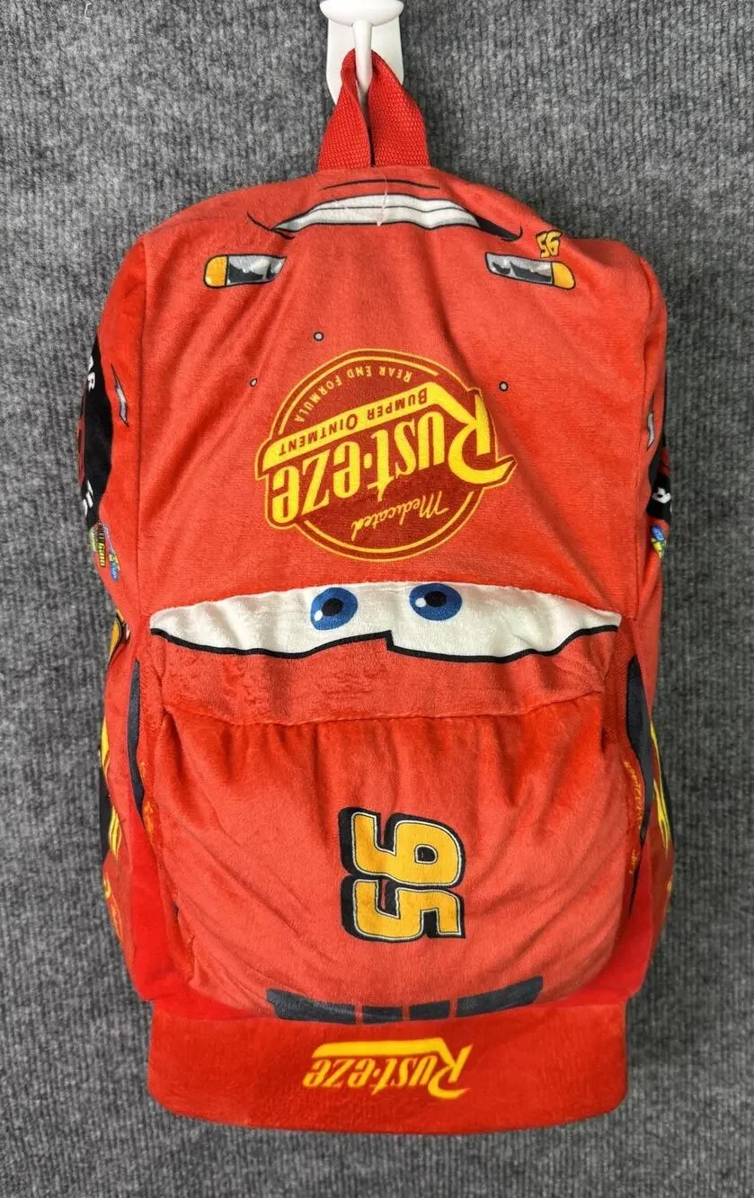 Disney Cars Lightning McQueen Red Plush 14in Backpack Boys Rust-eze 95 Kids Bag